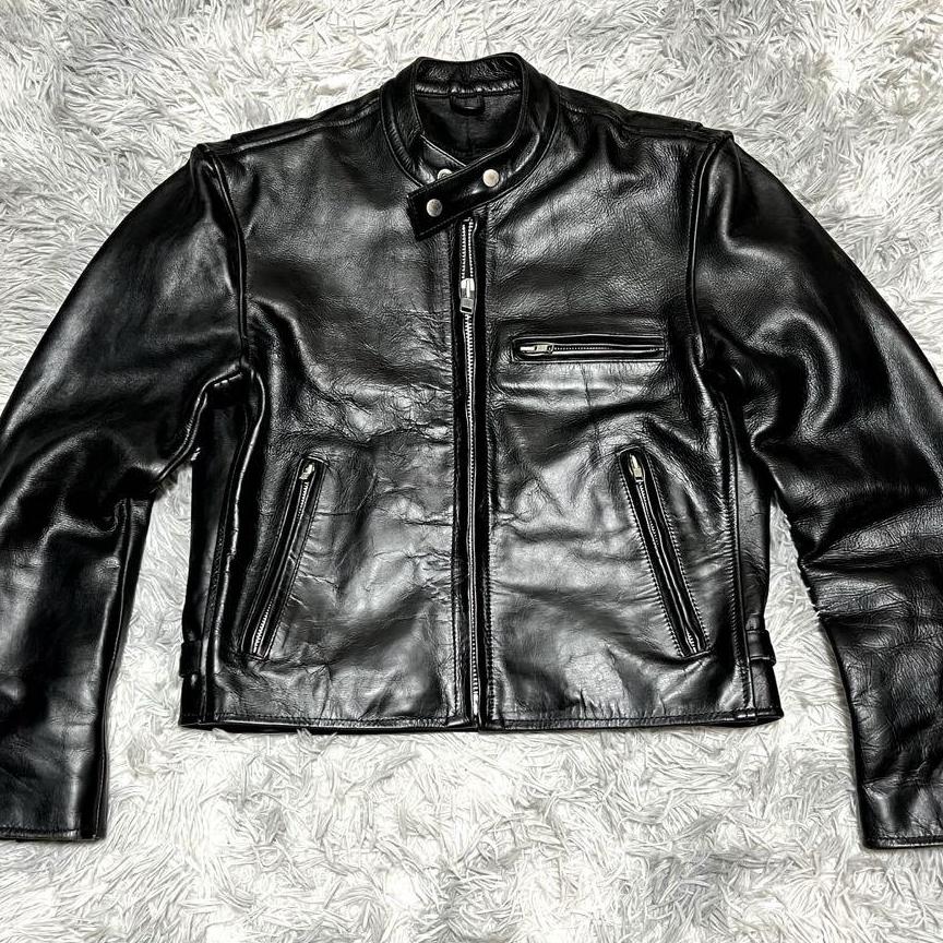 Bikers 牛革 レザーシングルライダースジャケット BLACK